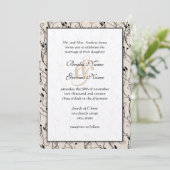 Monogram Romantische Blush Koraal Roze Huwelijk Kaart (Staand voorkant)