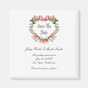 Monogram Romantische Rozen Floral Heart Save The D Magneet