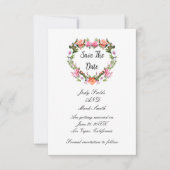 Monogram Romantische Rozen Floral Heart Save The D Save The Date (Voorkant)