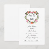 Monogram Romantische Rozen Floral Heart Save The D Save The Date (Voorkant / Achterkant)