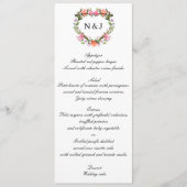 Monogram Romantische Rozen Floral Heart Wedding Me Menu (Voorkant)