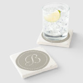 Monogram rond aluminium/witte stip rand stenen onderzetter (Zijkant)