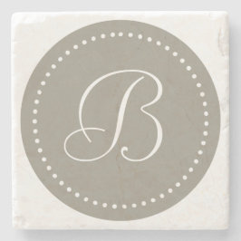 Monogram rond aluminium/witte stip rand stenen onderzetter