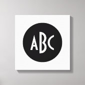 Monogram rond zwart en wit canvas afdruk (Voorkant)