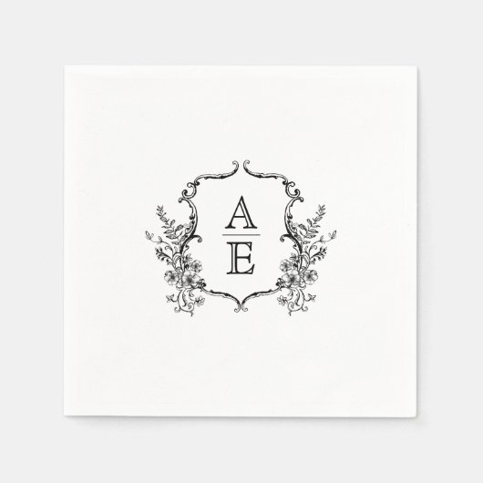 Monogram rond zwart-wit servet (Voorkant)