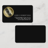 Monogram Ronde Corner Black White Visitekaartje (Voorkant / Achterkant)