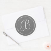 Monogram Ronde Grijs/Wit Stip Rand Sticker (Envelop)