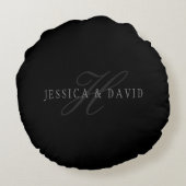 Monogram ronde kussen met namen van koppels (Achterkant)