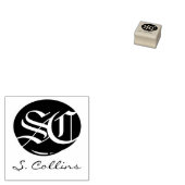 Monogram Ronde Logo en Handtekening Rubberstempel (Gestempeld)