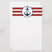 Monogram rood anker briefpapier (Voorkant / Achterkant)