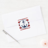Monogram rood anker vierkante sticker (Envelop)