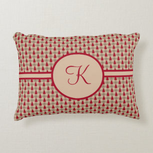 Monogram Rood Bruin Buffalo Pset Rustisch Land Accent Kussen