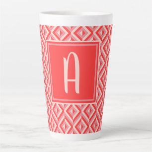 Monogram Rood Drietonig Diamantpatroon Latte Mok