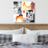 Monogram Rood Dubbel Geluk Foto Collage Canvas (Insitu (Slaapkamer))