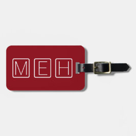 Monogram rood en blok bagagelabel