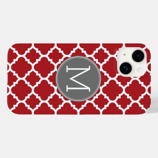 Monogram rood en grijs Geometrisch Patroon Case-Mate iPhone Case (Achterkant (horizontaal))