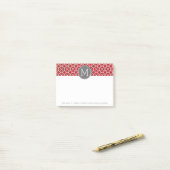 Monogram rood en grijs Geometrisch Patroon Post-it® Notes (Op bureau)