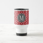 Monogram rood en grijs Geometrisch Patroon Reisbeker (Center)