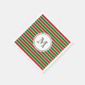 Monogram Rood en Groene Stripes Kerstmis Servet (Hoek)