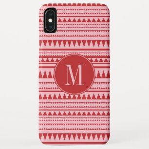 Monogram Rood en Roze Geometrisch Patroon iPhone XS Max Hoesje