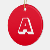 Monogram rood en wit, aangepast initiaal Kerstmis Keramisch Ornament (Links)