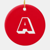 Monogram rood en wit, aangepast initiaal Kerstmis Keramisch Ornament (Achterkant)