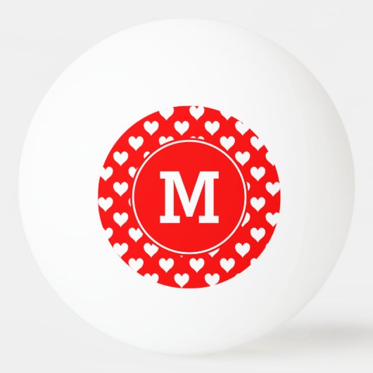 Monogram rood en wit hart patroon pingpongballen (Voorkant)
