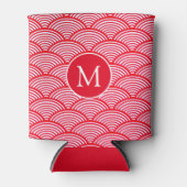 Monogram rood en wit Scallop Patroon Blikjeskoeler (Voorkant)