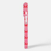 Monogram rood en wit Scallop Patroon Case-Mate iPhone Case (Achterkant / Links)