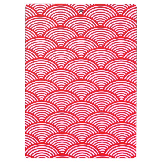 Monogram rood en wit Scallop Patroon Klembord (Achterkant)