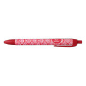 Monogram rood en wit Scallop Patroon Zwarte Inkt Pen (Bodem)