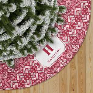 Monogram rood en wit Sweater Pattern Kerstboom Rok