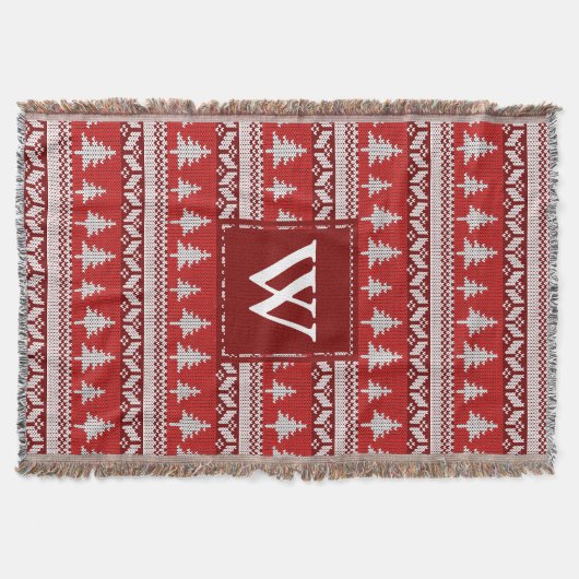 Monogram - Rood- en Witte Noordse Alpenflessen Deken (Voorkant)