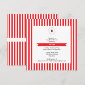 Monogram Rood en Witte Stripes Patroonplaat Kaart (Voorkant / Achterkant)