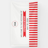 Monogram Rood en Witte Stripes Spandoek (Verticaal)
