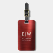 Monogram Rood Geborsteld Metallic Elegant Bagagelabel (Voorkant verticaal)