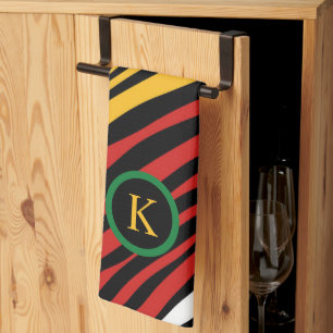 Monogram Rood Groen Geel Zwart Geschiedenis maand Theedoek