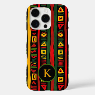 Monogram Rood Groen Geel Zwart Historische Maand v iPhone 16 Pro Hoesje