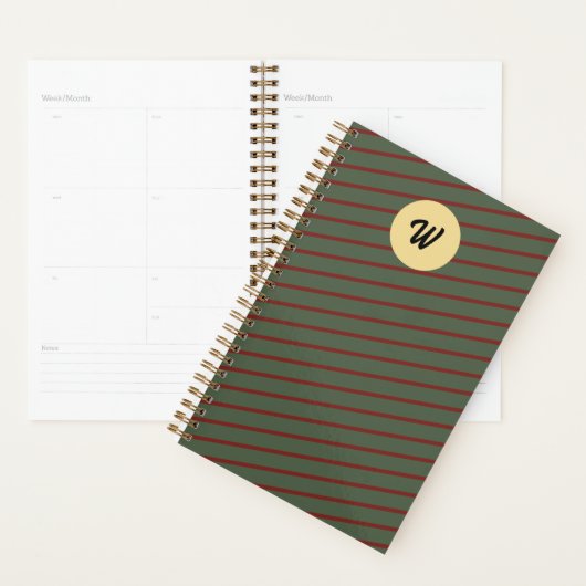 monogram  Rood & groen Streeppatroon Planner (Display)