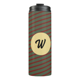 monogram Rood & groen Streeppatroon Thermosbeker