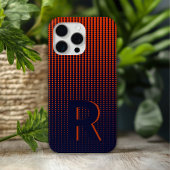 Monogram rood Halftone Modern Initiaal gepersonali Case-Mate iPhone Case