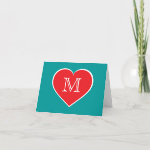 Monogram rood hart - blanco binnenzijde notitiekaartje