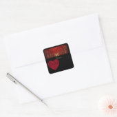 Monogram Rood hart Vierkante Sticker (Envelop)