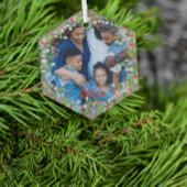 Monogram Rood Kerstmis Groene foto Klassieke Ronde Glas Ornament