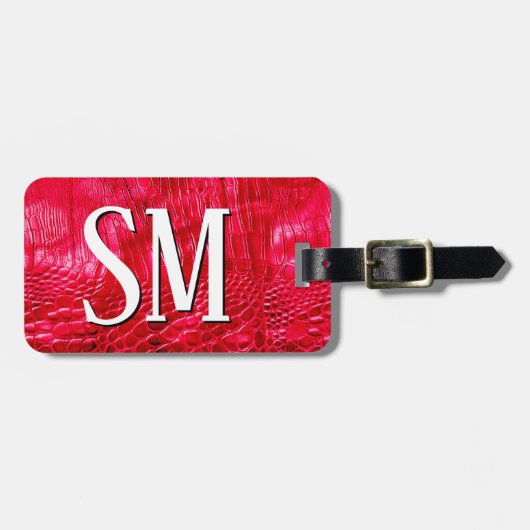 Monogram rood kunstleder bagagelabel (Voorkant horizontaal)