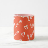 Monogram rood liefde hart patroon mok (Midden)