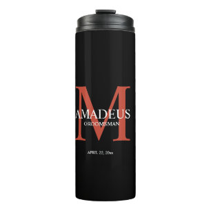 Monogram Rood-Oranje Genoemde thermische tumbler Thermosbeker