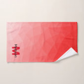 Monogram rood verloop geometrisch maaspatroon bad handdoek (Handdoek)