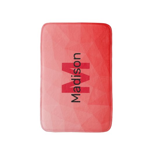 Monogram rood verloop geometrisch maaspatroon badmat (Voorkant Verticaal)