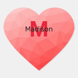 Monogram rood verloop geometrisch maaspatroon hart sticker
